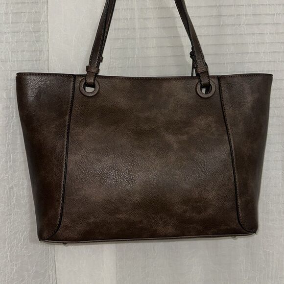 DELUXITY Large Brown Vegan Leather Tote - Picture 4 of 10